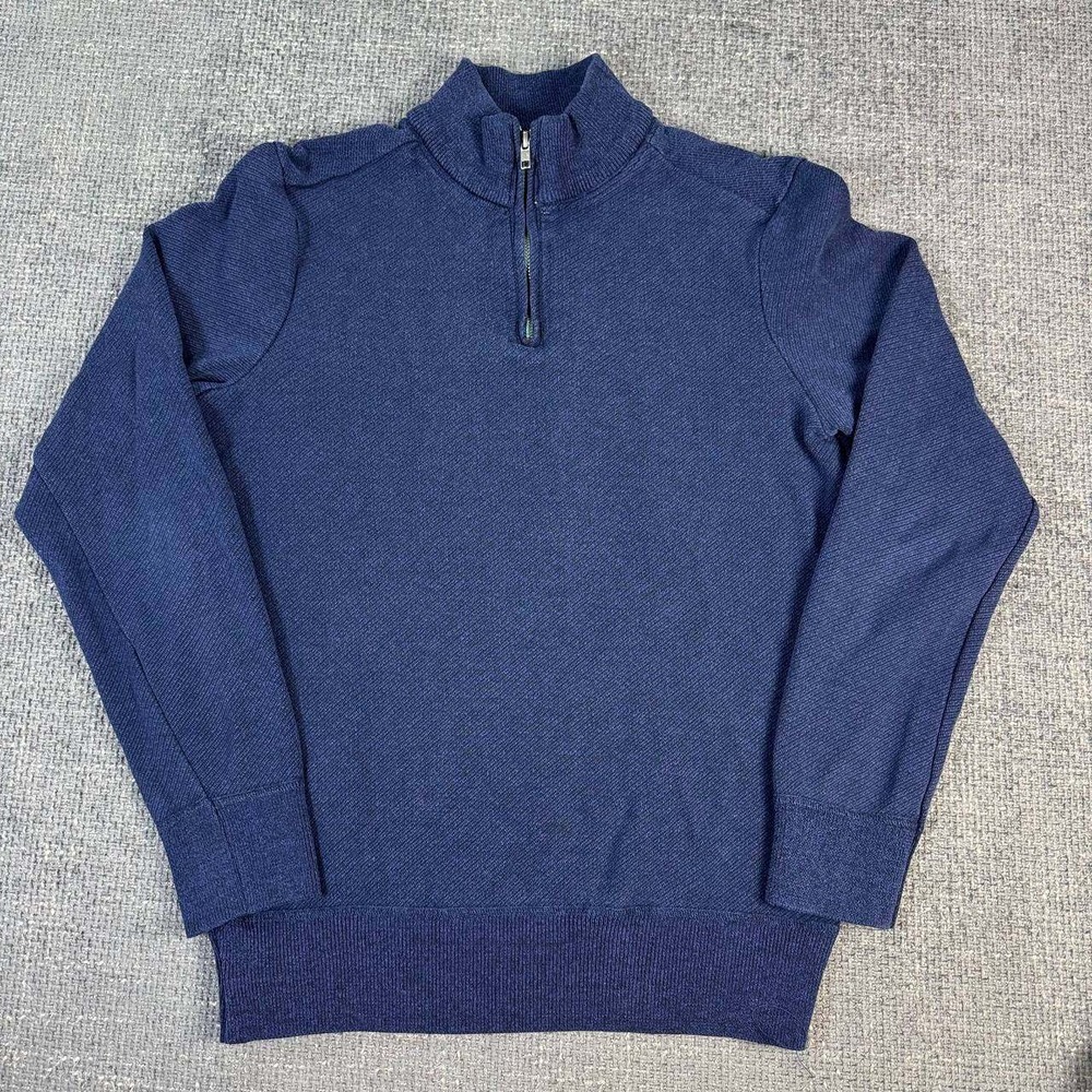 Robert Graham Quarter Zip Pullover Mens Medium Navy Blue Textured Mock Neck